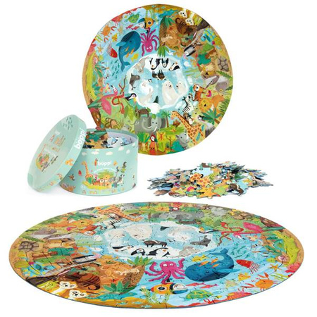Okrągłe puzzle dla dzieci 58 cm - Boppi Zwierzęta Świata 150 el
