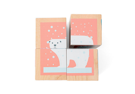 BS Toys, 4 drewniane klocki/puzzle Zwierzęta Arktyki