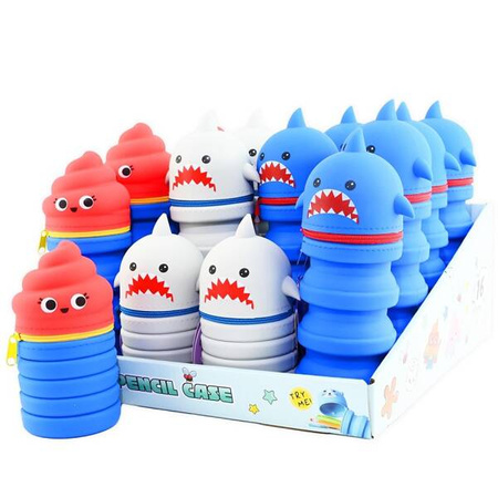 Silikonowy rozkładany piórnik Rekin - mix kolorów