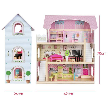 BOPPI, Drewniany domek z balkonem dla lalek - 3 piętra