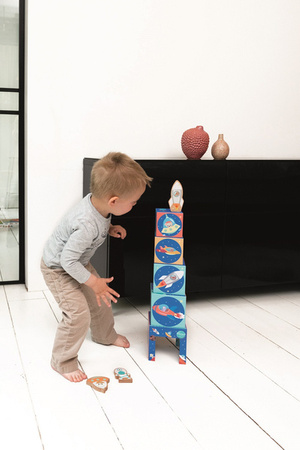 Drewniana piramida edukacyjna dla dzieci - Scratch Kosmos