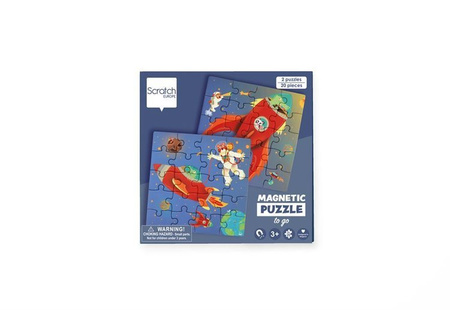 Scratch, Puzzle magnetyczne - książka podróżna Rakieta i kosmos 2 obrazki 40 elem.