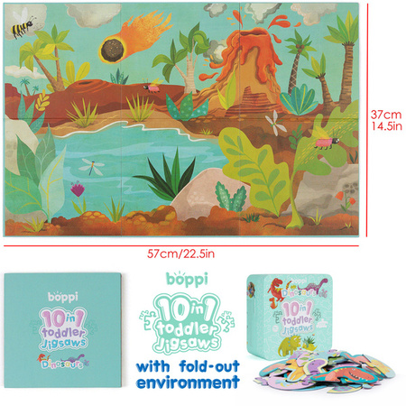 BOPPI, 10 w 1 progresywne pierwsze puzzle Dinozaury 30 elem