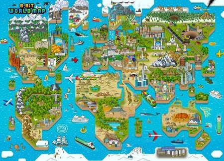 BOPSTER, Puzzle 8-BIT 1000 elem - MAPA ŚWIATA