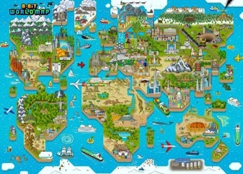 BOPSTER, Puzzle 8-BIT 1000 elem - MAPA ŚWIATA
