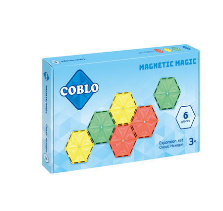 COBLO, magnetyczne klocki konstrukcyjne 6 płyt Hexagon 14 cm