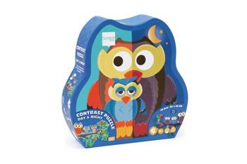 Scratch, Dwustronne Puzzle XL (obrazek 63x40 cm)  Sowa "dzień i noc"