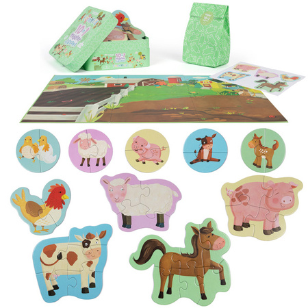 BOPPI, 10 w 1 progresywne pierwsze puzzle Farma 30 elem