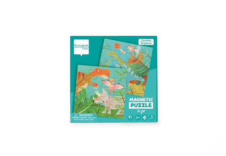Scratch, Puzzle magnetyczne - książka podróżna Dino 2 obrazki 40 elem.