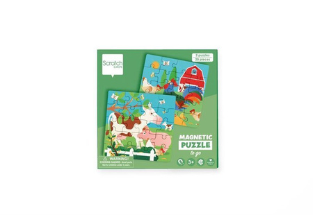 Scratch, Puzzle magnetyczne - książka podróżna Farma 2 obrazki 40 elem.