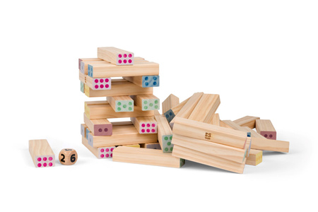 BS Toys, drewniana gra wieża numerów z kostką