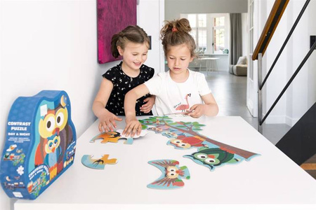 Scratch, Dwustronne Puzzle XL (obrazek 63x40 cm) Sowa "dzień i noc"
