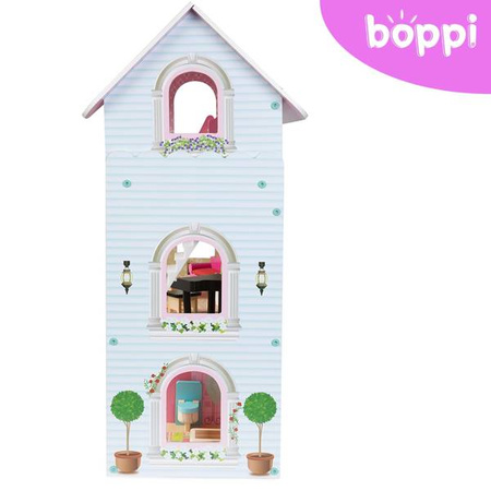 BOPPI, Drewniany domek z balkonem dla lalek - 3 piętra
