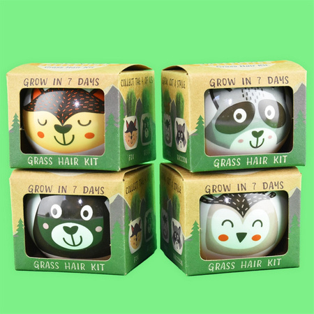 Eco hodowla trawy w doniczce Dzikie zwierzątka - mix wzorów