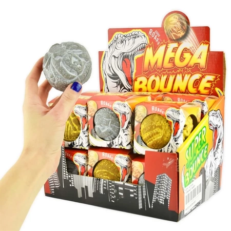 Piłka Dino 8 cm - wysoko odbijająca się - mix kolorów