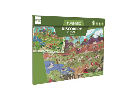 Scratch, 2 w 1 Puzzle magnetyczne i gra obserwacyjna - Diznozaury 80 el.