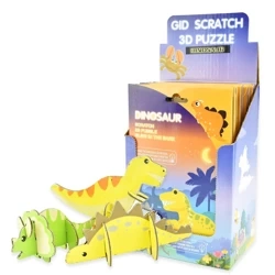 Zestaw 3D puzzle zdrapki świecące w ciemności Dinozaury - mix wzorów