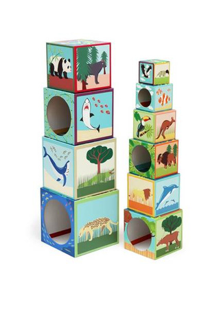 Scratch, 2 w 1 Piramida edukacyjna i Quiz puzzle z okienkiem - Zwierzęta 10 el.