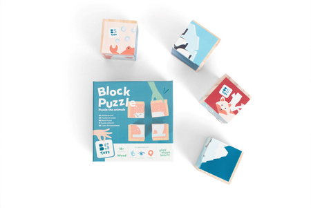 BS Toys, 4 drewniane klocki/puzzle Zwierzęta Arktyki