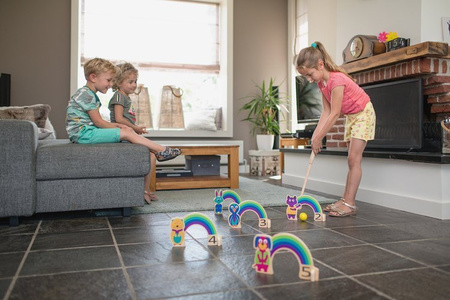 Drewniany krykiet dla dzieci - zestaw BS Toys Tęcza