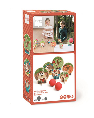 SCRATCH, drewniana gra zręcznościowa Rzut do celu piłkami - Małpki