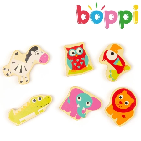 BOPPI, XL drewniana edukacyjna kostka aktywizująca 5 w 1