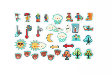 Scratch, magnetyczna układanka - kształty i kolory Zegar i pogoda