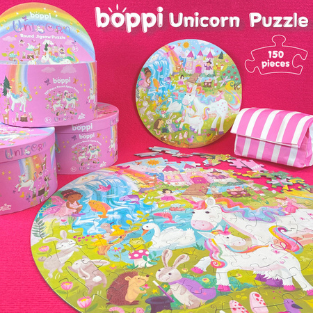 BOPPI, Puzzle okrągłe 58 cm - Jednorożce 150 elem.
