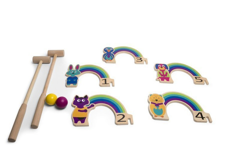 Drewniany krykiet dla dzieci - zestaw BS Toys Tęcza