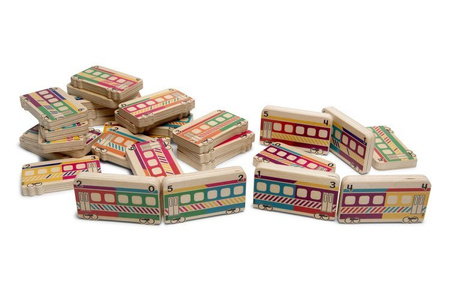 BS Toys, drewniane domino Pociągi ( 5 sposobów łączenia)
