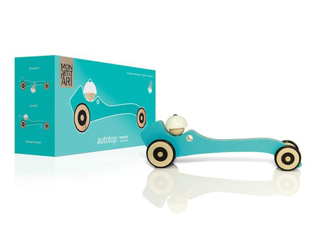 Drewniany samochód dla dzieci - Autotop Turkusowy