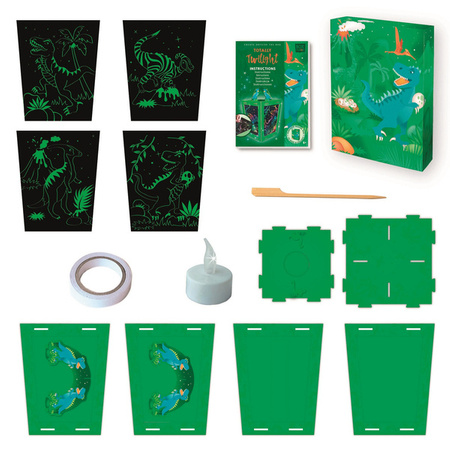 Zestaw Kreatywny Box Candiy Zdrapka Lampion Dino