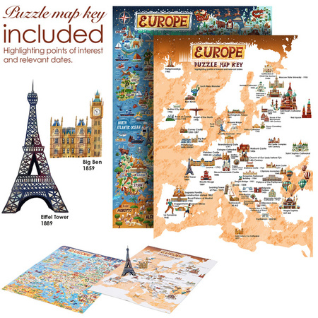 Bopster, ilustrowane puzzle 1000 el Mapa Europy