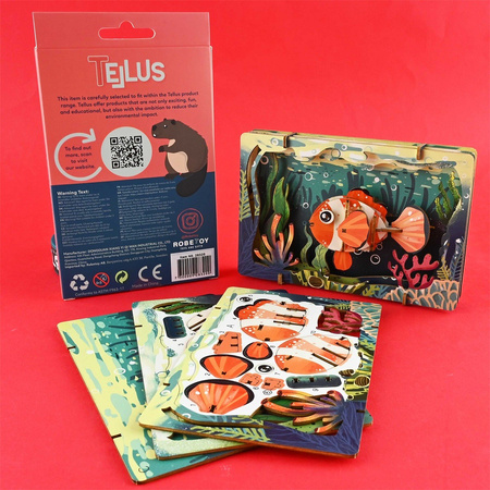 Drewniany rozkładany teatrzyk 3D puzzle - Rybka