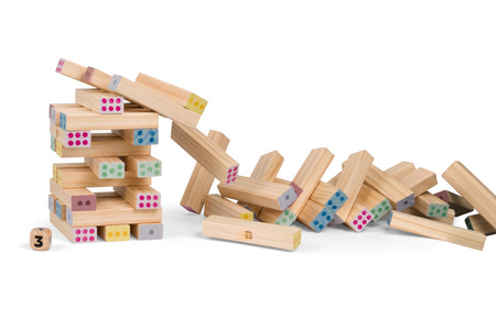 BS Toys, drewniana gra wieża numerów z kostką